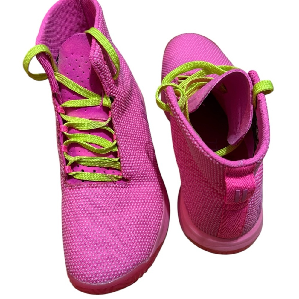 Vibrant Pink and Neon Green High-Top Sneakers - Picture 7 of 16